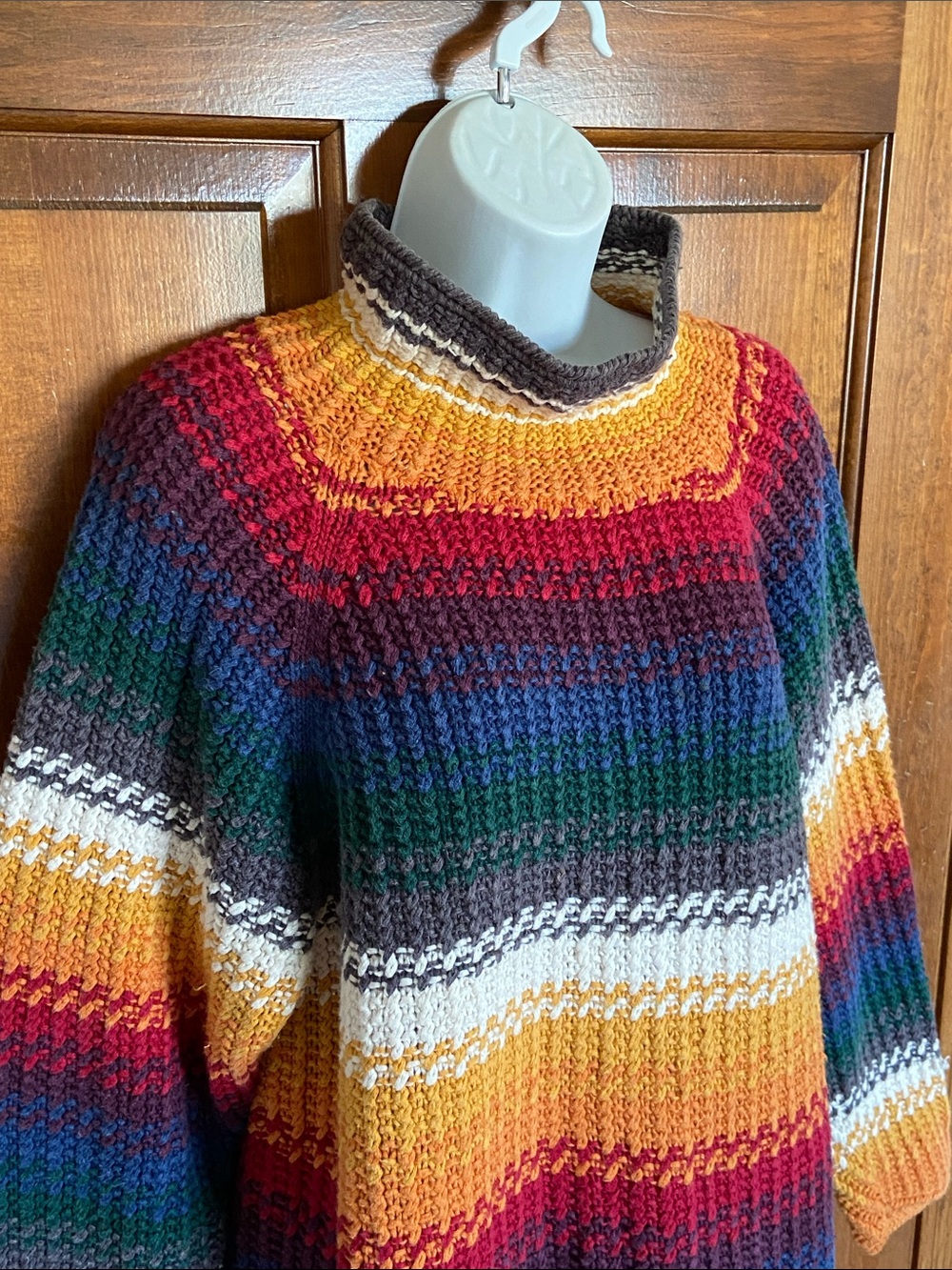 vintage Express 90’s Tricot striped oversized knit sweater mock neck Size Small